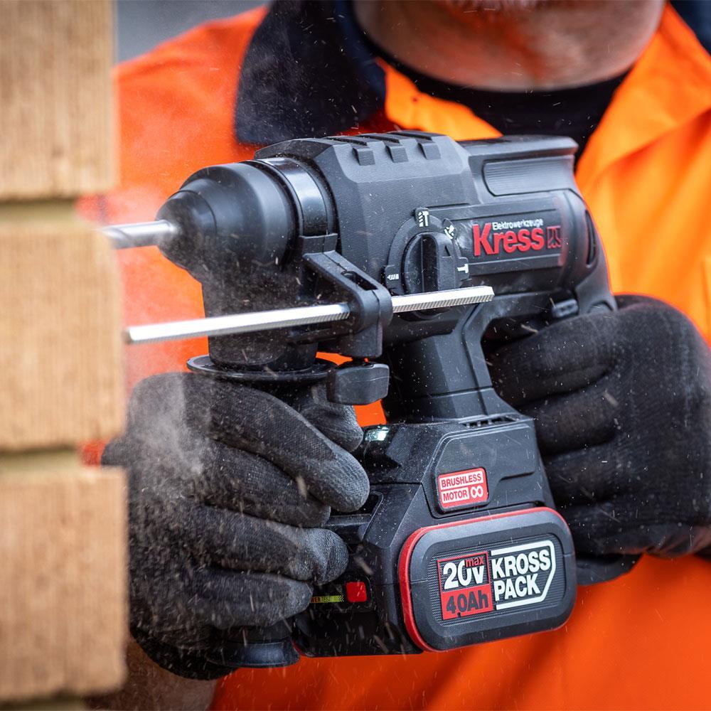 KressKress KUC60.2 20Volt 4.0Ah. 2.0J Li-ion Çift Akülü Kömürsüz Profesyonel SDS-Plus Pnömatik Kırıcı/DeliciKUC60.2