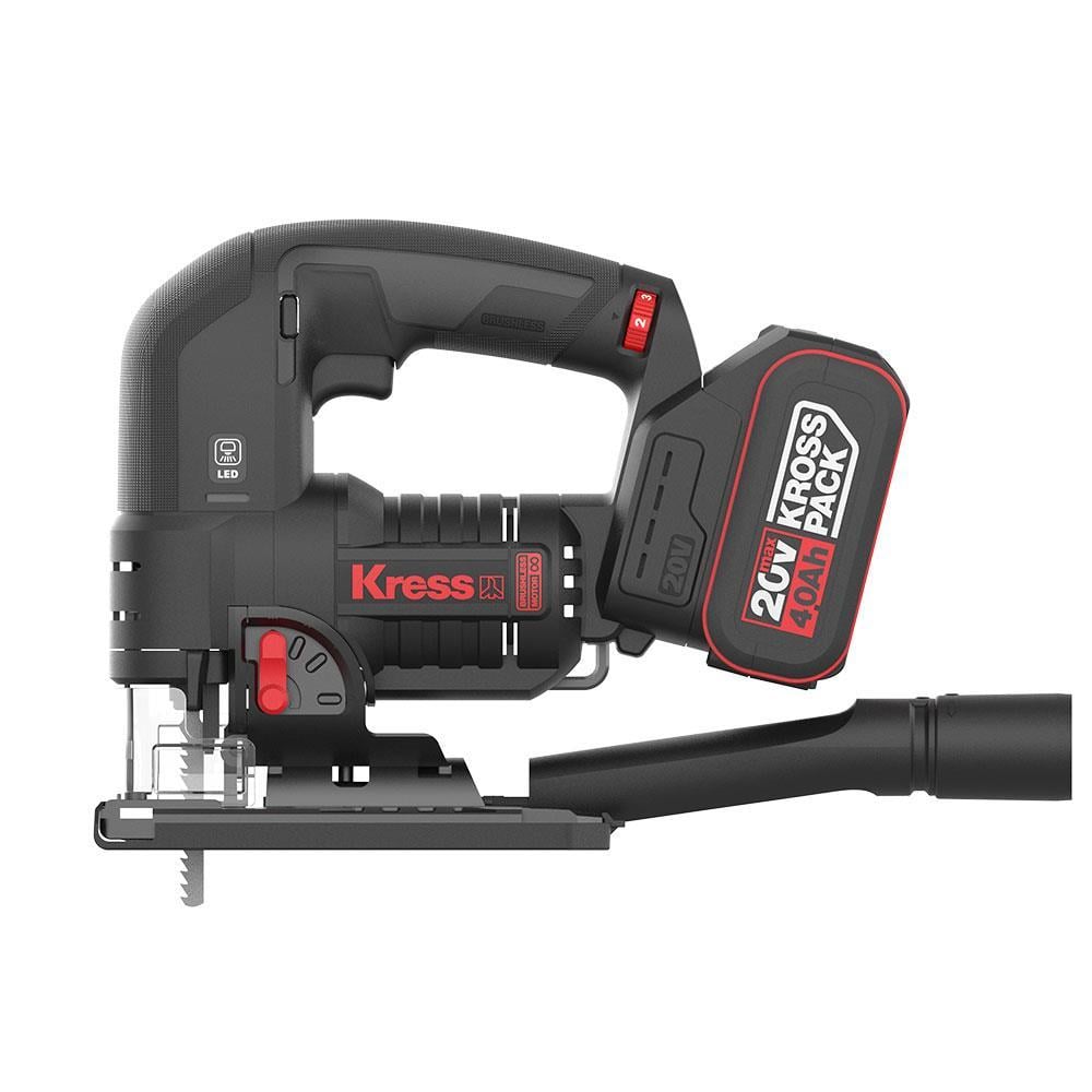 KressKress KUE26 20Volt 4.0Ah Li-ion Çift Akülü Profesyonel Kömürsüz Devir Ayarlı Şarjlı Dekupaj TestereKUE26