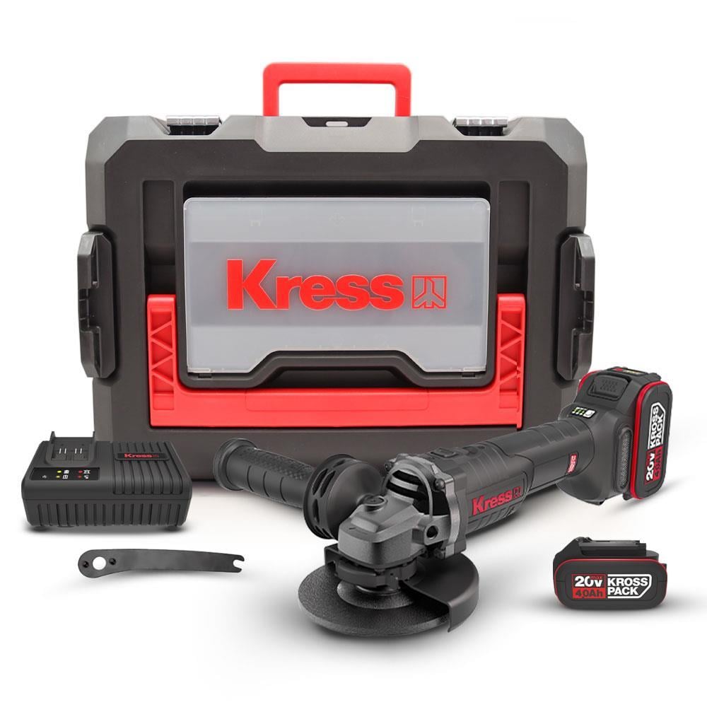 KressKress KUH10.2 20Volt 4.0Ah. Li-ion Çift Akülü 125mm Kömürsüz Profesyonel Şarjlı Devir Ayarlı Avuç TaşlamaKUH10.2