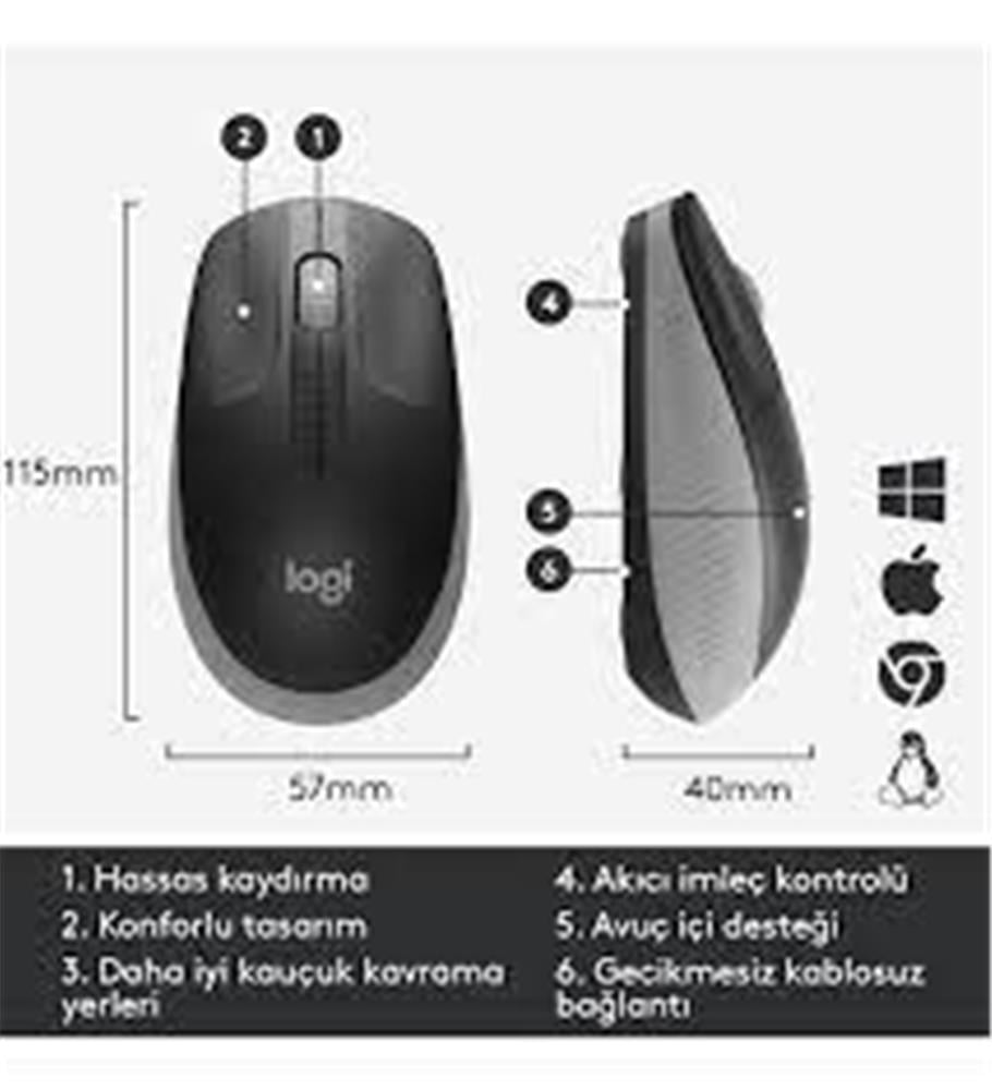 LOGITECHLogitech 910-005909 M191 Mavi Büyük Boy Kablosuz Mouse Optik 1000 Dpı Buton5099206091863