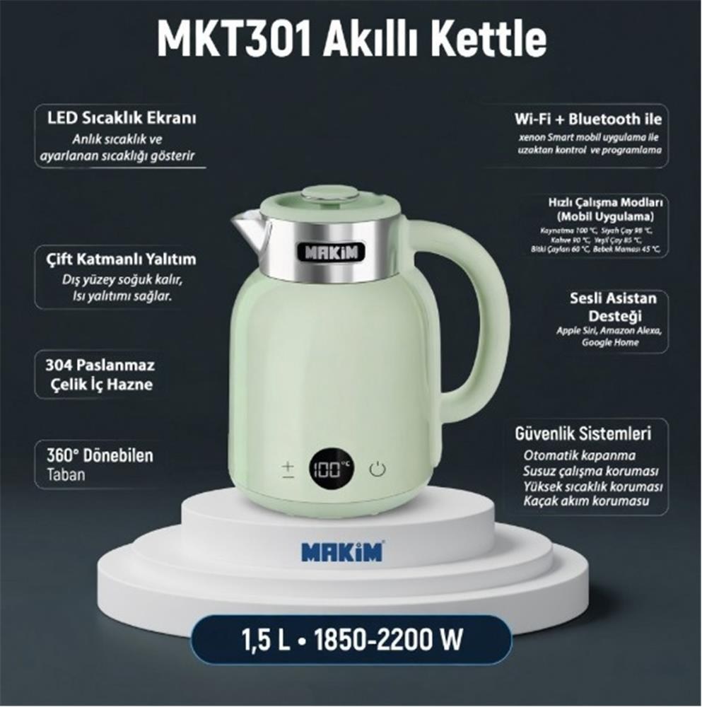 MAKİMMakim MKT301 AKILLI YEŞİL KETTLE8684953900895