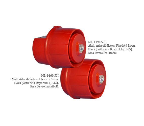 MaxlogicMaxlogic ML-1490.SCI Adresli Flaşörlü Siren, Hava Şartlarına Dayanıklı (IP65) Kısa Devre İzolatörlüML-1490.SCI