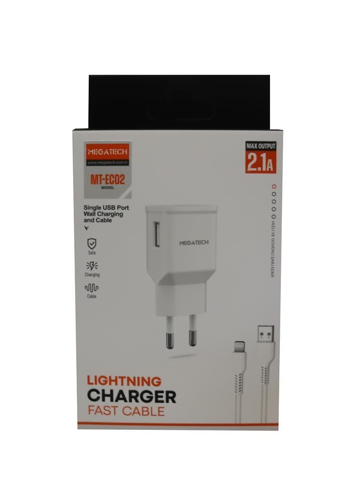 MEGATECHMegatech EC02 MODEL 2.1A Lightning Usb Kablo + Ev Şarj Adaptörü Hızlı Şarj9520206202424