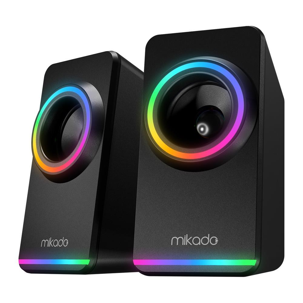 MİKADOMikado MD-182 2.0 3W-2 Siyah RGB Aydınlatmalı USB + 3.5mm USB 5V Speaker Hoparlör8680096132391