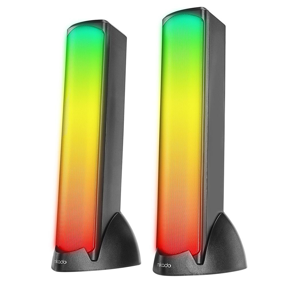 MİKADOMikado MD-183 2.0 3W-2 Bluetooth Siyah RGB Aydınlatmalı USB + 3.5mm USB 5V Speaker Hoparlör8680096132384