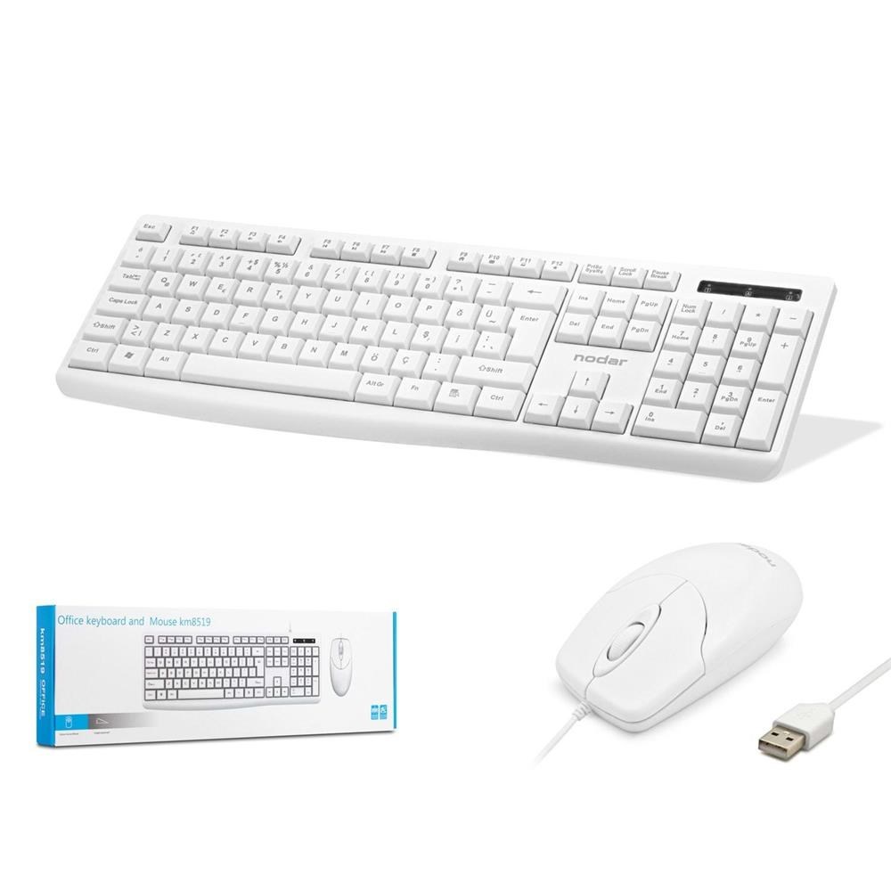NODARNodar Km8519 Kablolu Klavye ve Mouse Set Q Beyaz8684886000150