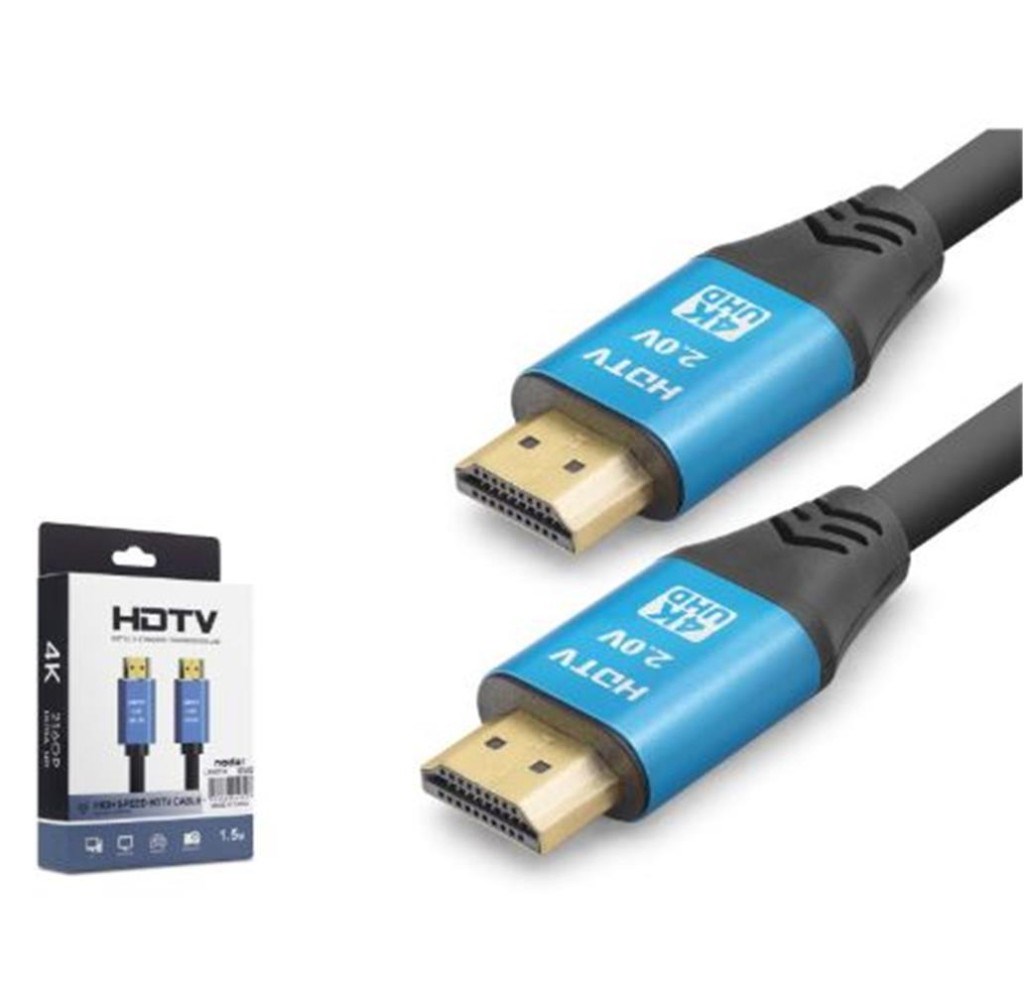 HADRONNODAR ND4050 HDMI 2.0 Kablo 4K 60 Hz OD 8.0 mm 1.5 m Siyah Mavi8684886040507