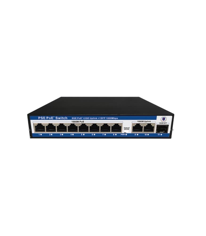 NOVANova NVC-PSEG0821G 8 Port Poe+ 10-100 Mbps 2 Port 10-100-1000 Mbps Uplink 1 Port SFP Switch 120W8681338004131