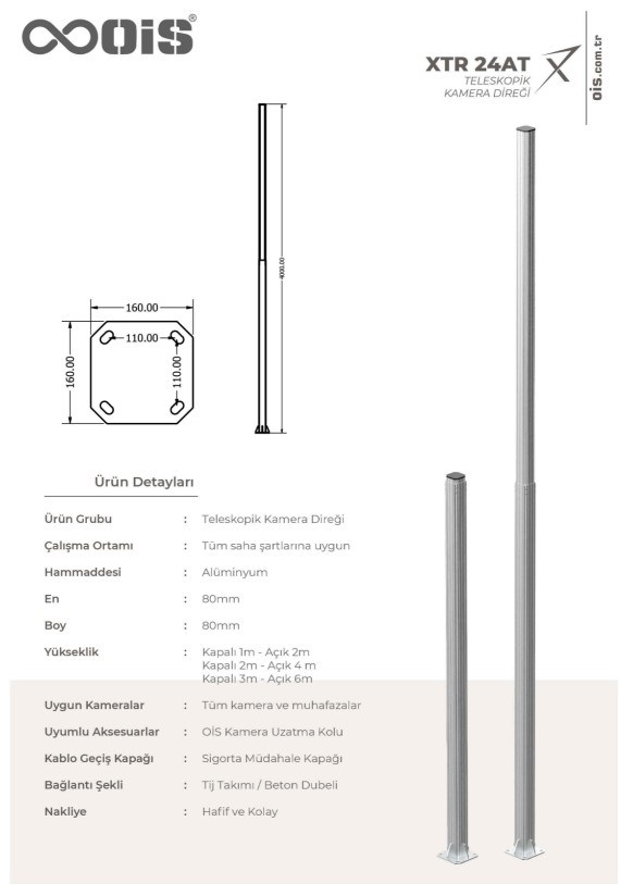 OİSOİS XTR 1001 6 Metre Teleskopik Kamera Direği (Alüminyum)ME-6MDirek