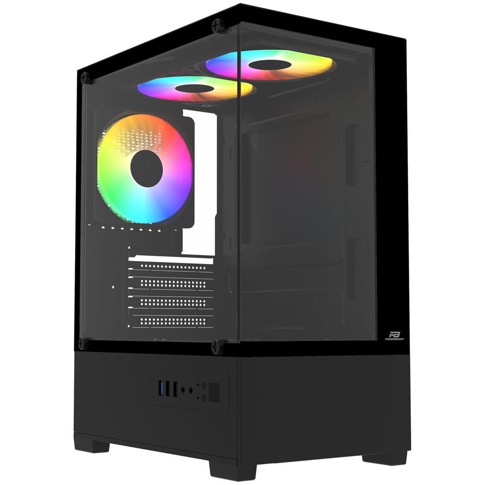 POWER BOOSTPowerBoost PB-M5001B 500w 3-12cm Rainbow Fanlı USB 3.0 Seaview M-ATX Gaming Siyah Kasa8682016345751