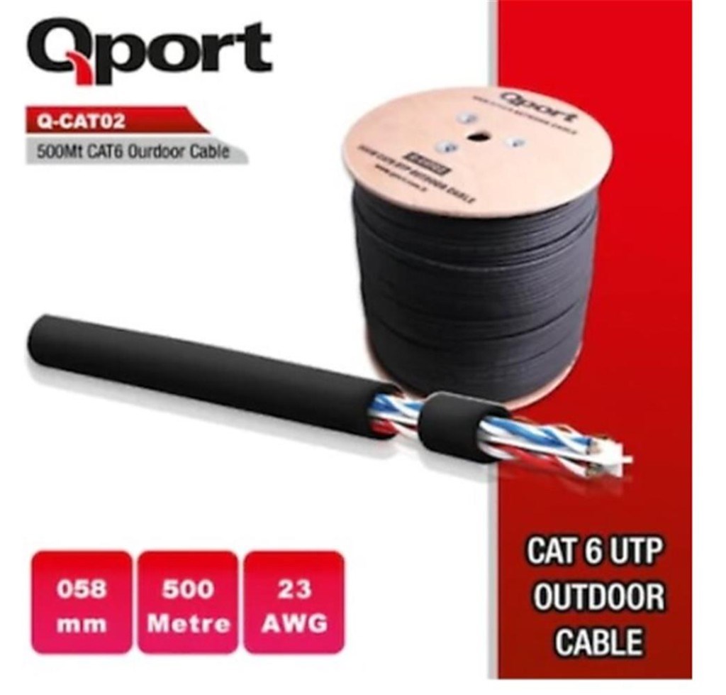 INCAQPORT Q-CATO2 500mt Outdoor Cat6 23AWG 0.58MM Dış Mekan Kablo8697980470408