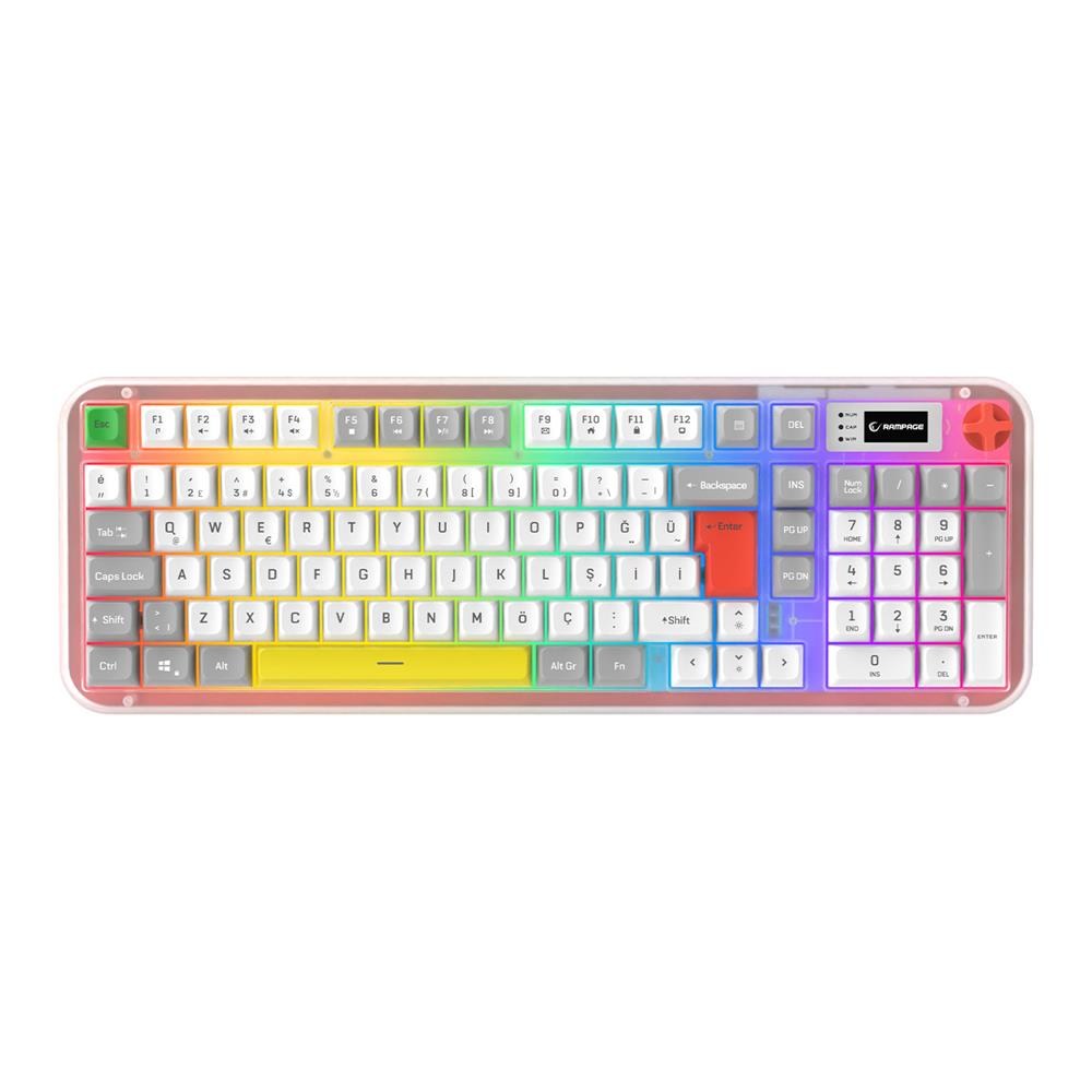 RAMPAGERampage Reflect 99 Sessiz Beyaz - Gri RGB Q Membrane Oyuncu Klavyesi8680096151088