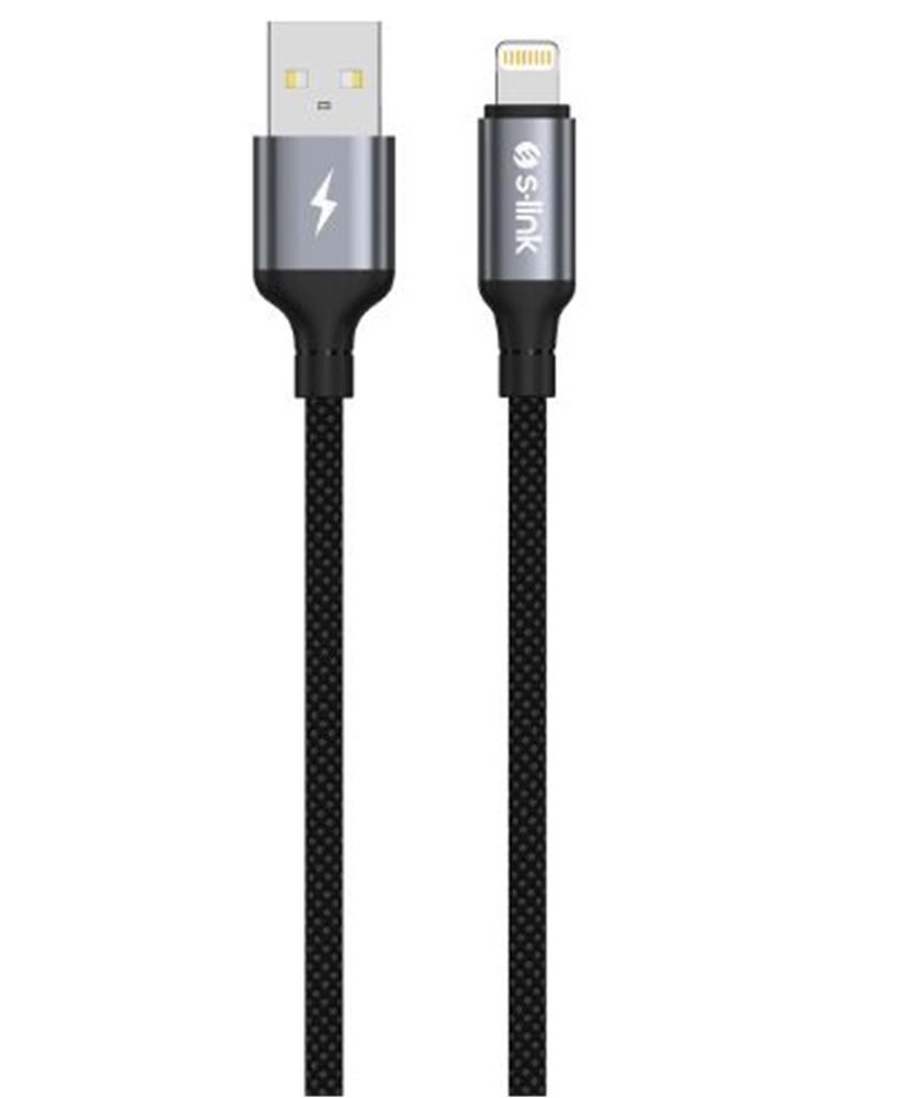 S-LinkS-link Armor UL-01 12W 1.2m USB to Lightning PD Örgülü Metal Başlıklı Siyah Hızlı Şarj Kablosu8680096143823
