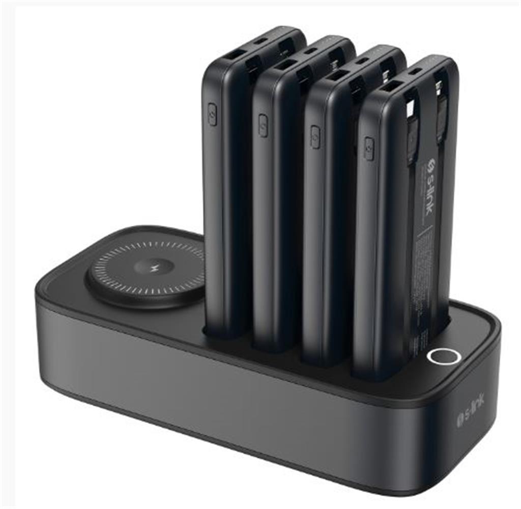 S-LİNKS-link IP-DS40 4 Adet 10000mAH Powerbank li  15W Kablosuz Şarj Siyah Taşınabilir Şarj İstasyonu8680096145919