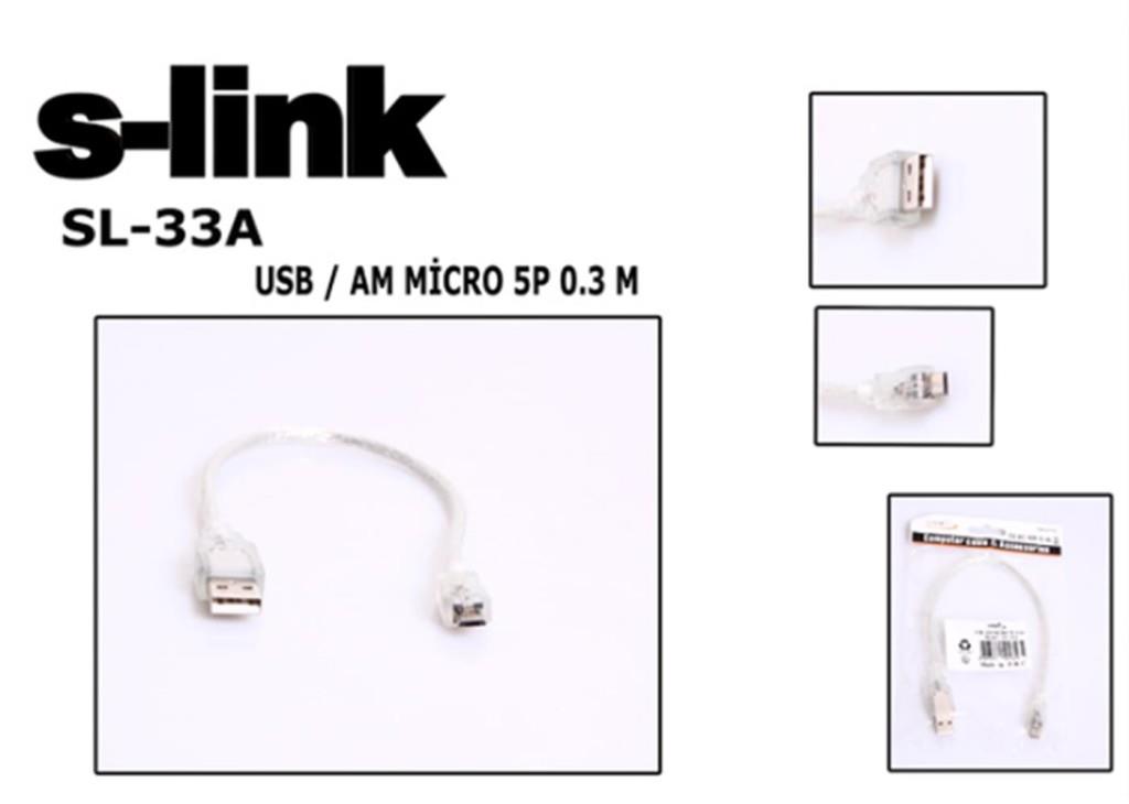 S-LİNKS-link SL-33A 0.3m USB AM-MICRO5P Kablosu8697671457565