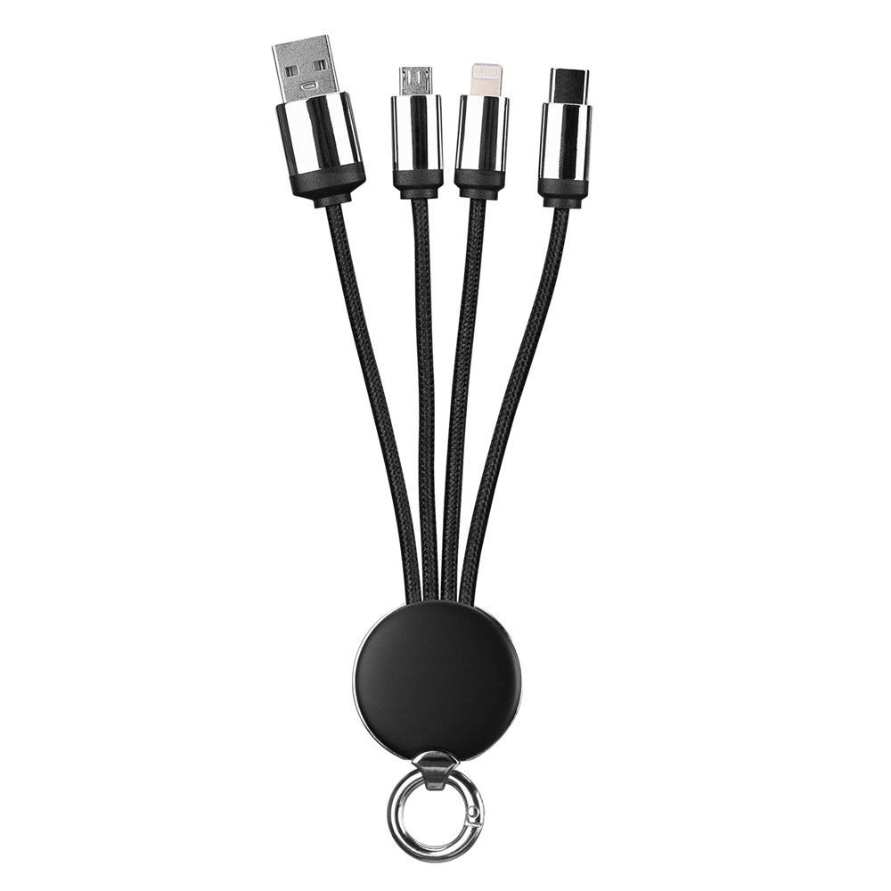 HYTECHS-link SL-CP110 20cm 2A MicroUSB+Lightning+TypeC 3 in 1 LED Logolu Şarj Kablosu8680096128691