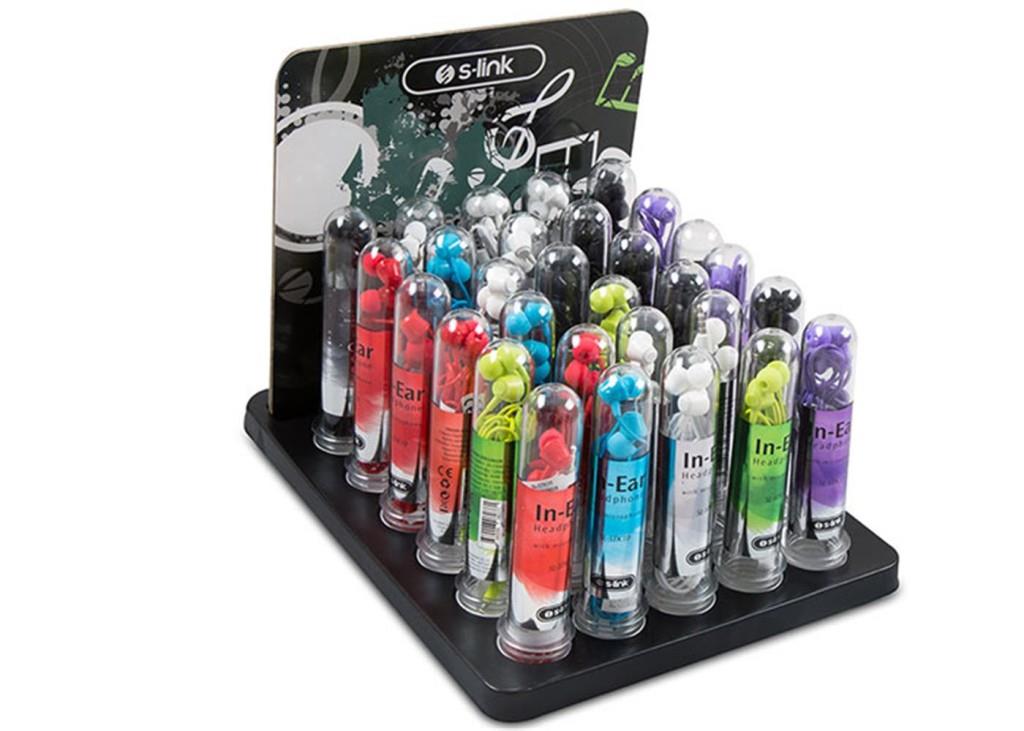 S-LİNKS-link SL-STK10 30lu stand set 8-Beyaz+8-Siyah+5-Krımızı 3-Mor+3-Mav +3-Yeşil Kulak İçi Mikrofonlu8680096080647