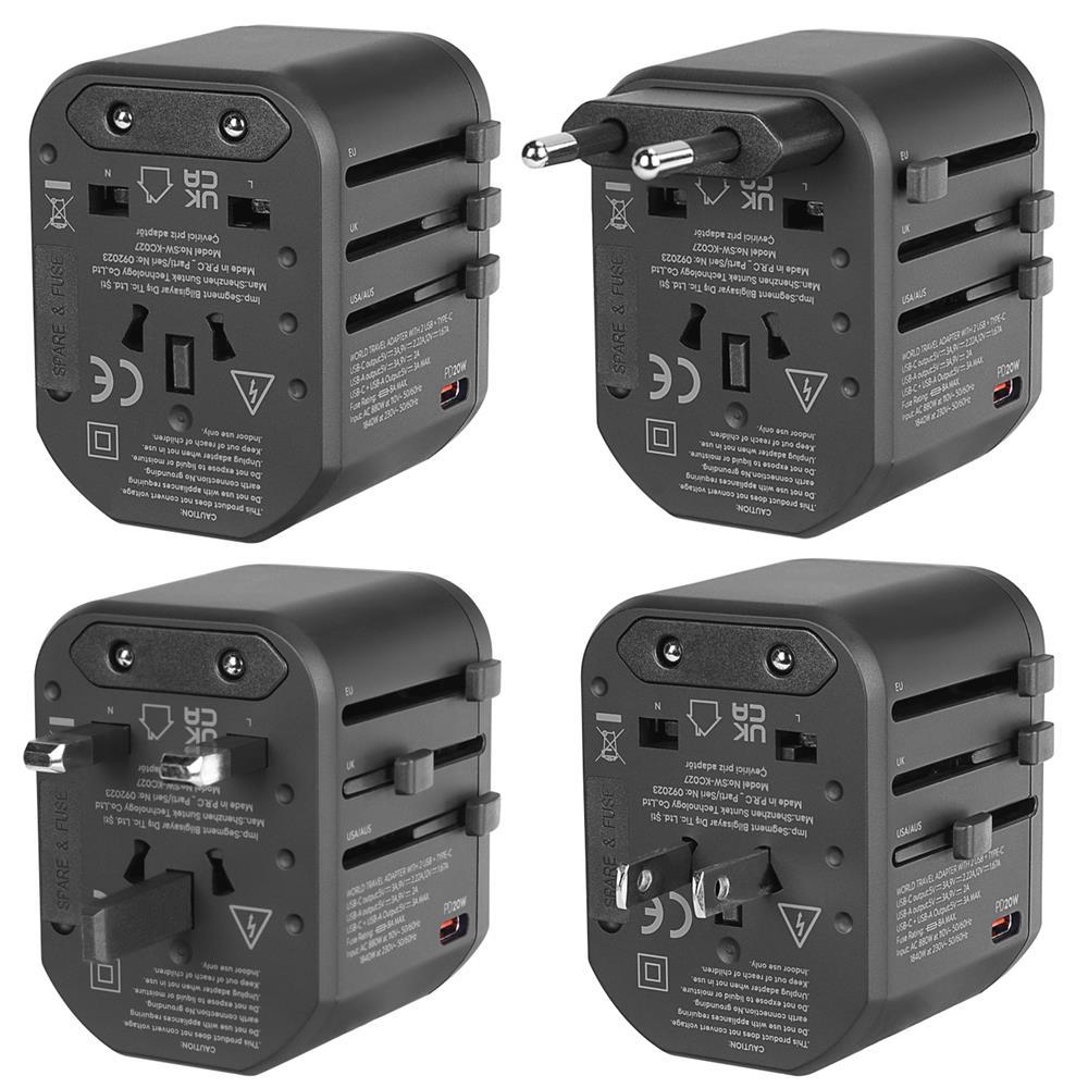 S-LİNKS-link SL-WL20PD 2-USB 2.4A + PD 20W Yedek Akım Sigortalı 100-240V Universal Çevirici Priz Adaptör8680096135750