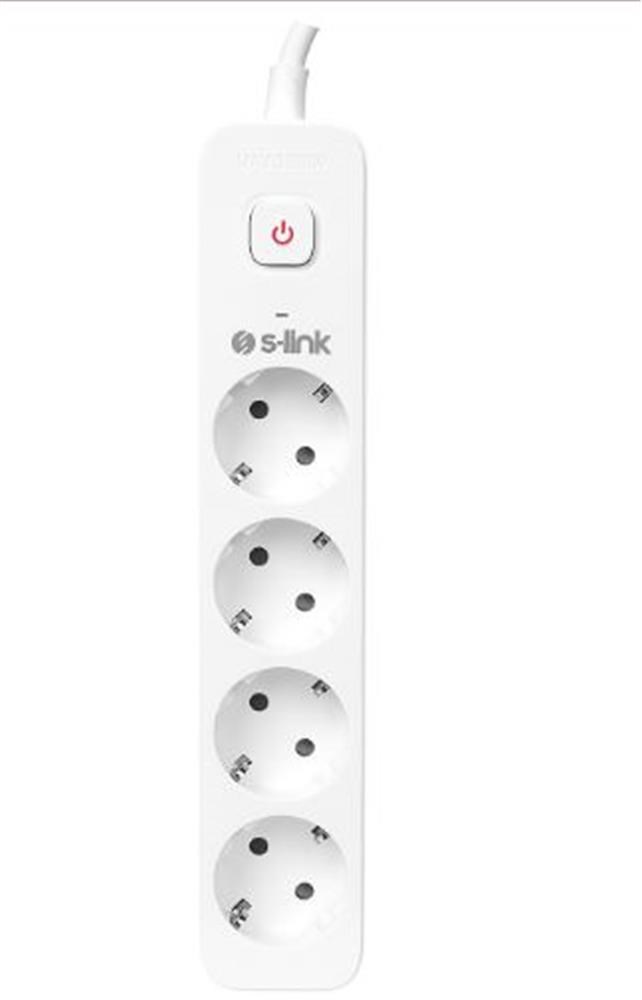 S-LinkS-link SPG401S 1.5m 1.5mm 100 yüzde  Bakır 750 Joule 4 lü Anahtarlı Akım Korumalı Priz8680096083822