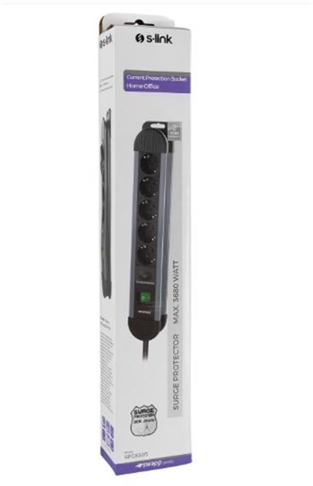 S-LinkS-link SPGKS05 1.5m 3G1.5mm2 900 Joule 5Li Akım Kor. Gri Priz Çoklayıcı8680096024634