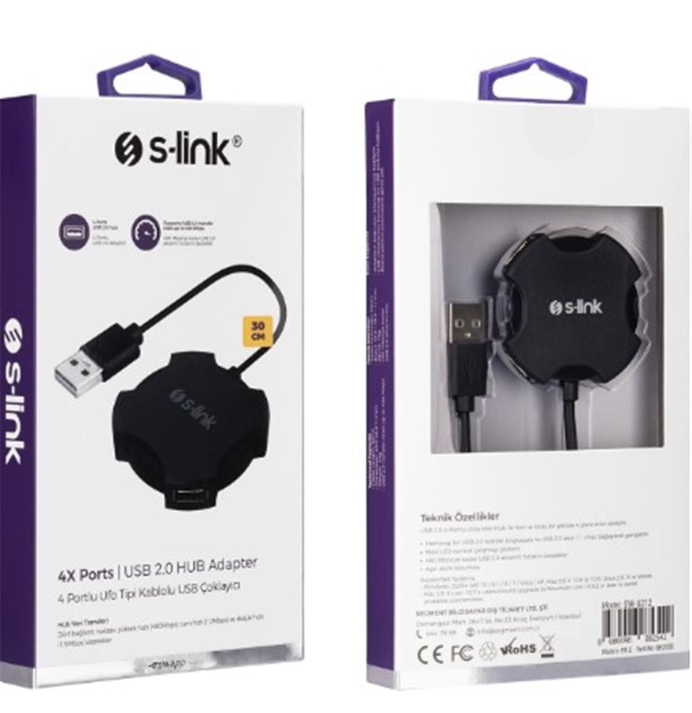 S-LinkS-link Swapp SW-U212 Siyah Usb 2.0 4 Port Hub Kablolu Çevirici Adaptör8680096082542