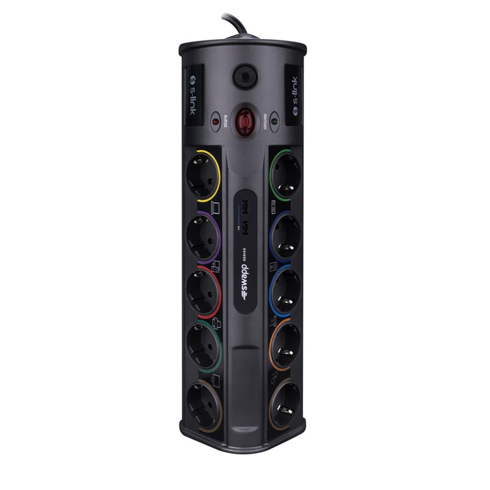 S-LinkS-link SWV-PRZ010 1.8M 1860 Joule 1.5mm 1 Usb 1 Type C 2.1A-5V 16A 250V 3680W 10lu Akım Kor.Priz8680096117473