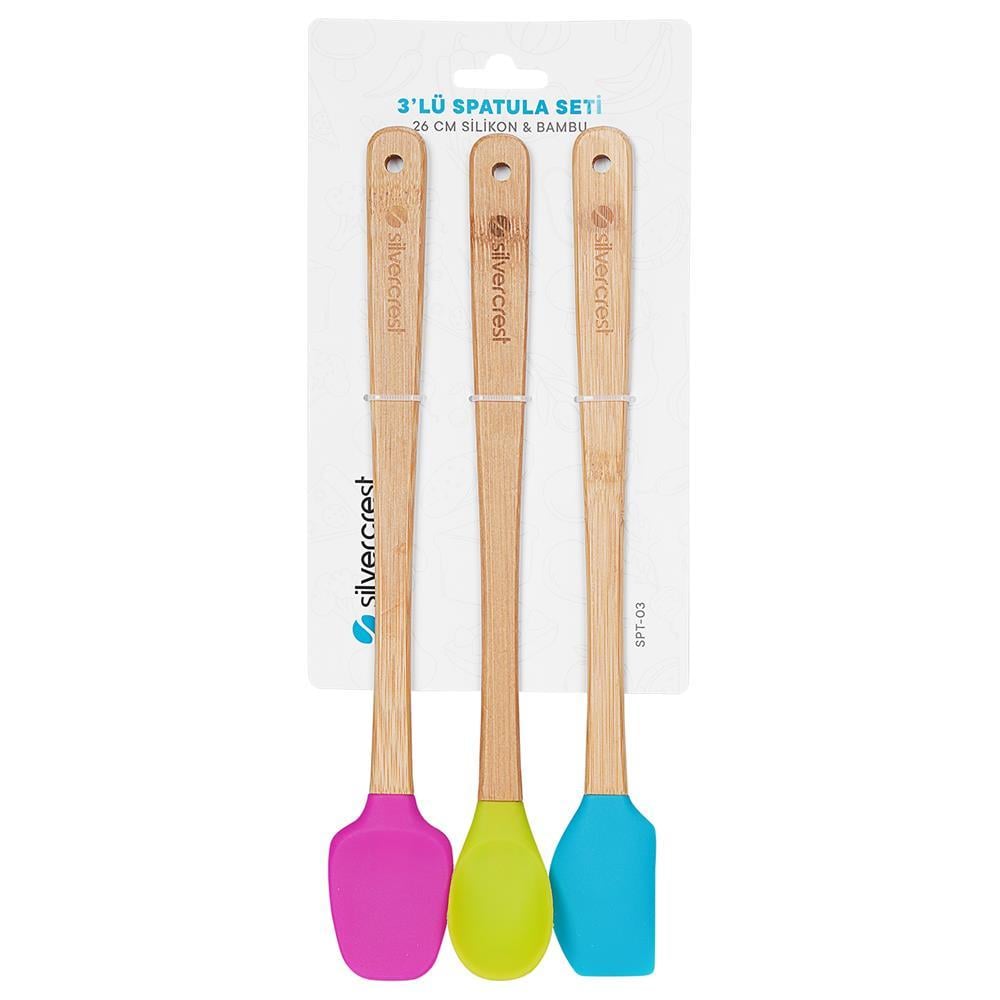 SİLVER CRESTSilver Crest SPT-03 3 Lu Renkli 26CM Uzun Silikon Bambu Spatula Seti8680096126017