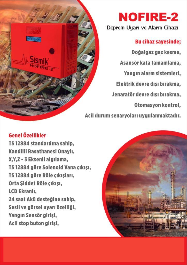 SismikSismik NOFIRE-2 Deprem Uyarı ve Alarm Cihazı Sismik/Deprem SensörüSismik NOFIRE-2