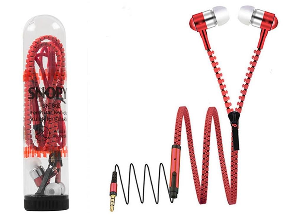 SNOPYSnopy SN-808 Fermuar Kablolu Kırmızı Kulak İçi Kulaklık8697671483250