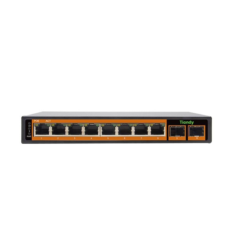 TiandyTiandy PS-1008G-2SFP 8 PoE Port Gigabit / 2 Gigabit SFP AI PoE SwitchPS-1008G-2SFP