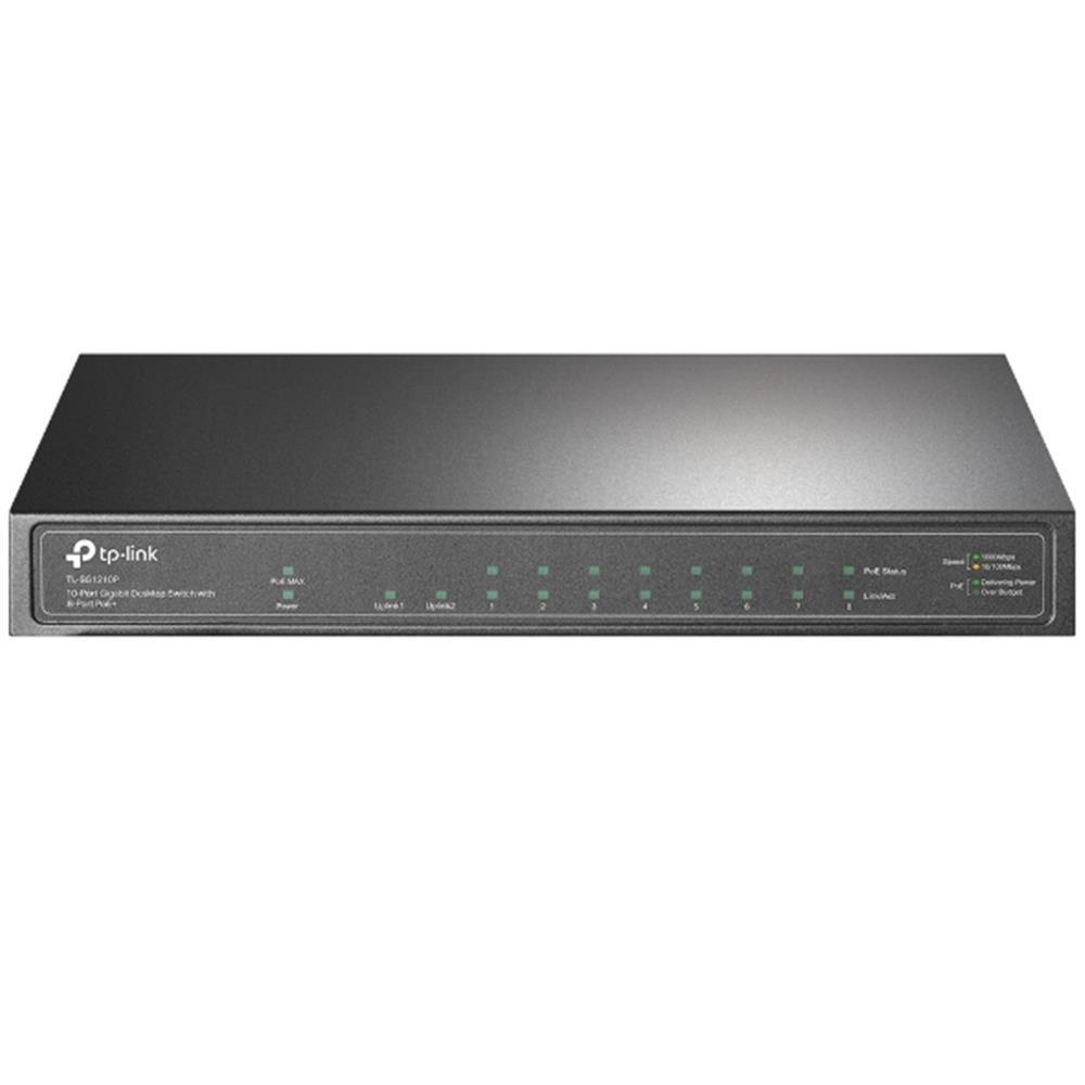 TP-LINKTp-Link TL-SG1210P 8 Port 10-100-1000 Poe+ Switch 1 Port SFP Çelik Kasa Rack Mount6935364052980