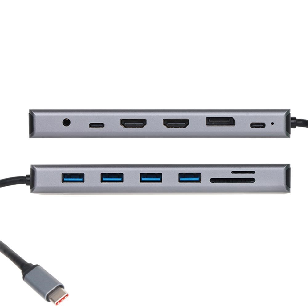 VCOMVcom CU4706 Type-C To HDMI-2+DP+USB3.0-3+TYPE C+USB2.0+RJ45+SD2.0+TF2.0+PD+DC 3.5mm 13 in 1 Çevirici4895182218147