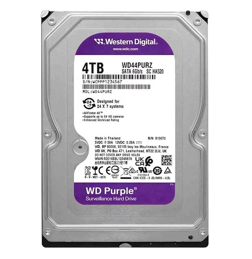 WESTERN DIGITALWd 4Tb 3.5 Purple WD44PURZ Sata3 5400RPM 128MB 7-24 Guvenlık Harddisk (Resmi Distribitör Ürünü)7180379057782