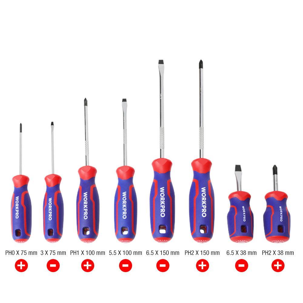 WorkproWORKPRO WP200505 8 Parça Profesyonel CR-V Manyetik Tornavida SetiWP200505