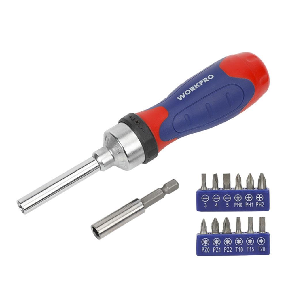 WorkproWORKPRO WP200524 14 Parça Profesyonel CR-V Cırcırlı Bits Tornavida SetiWP200524