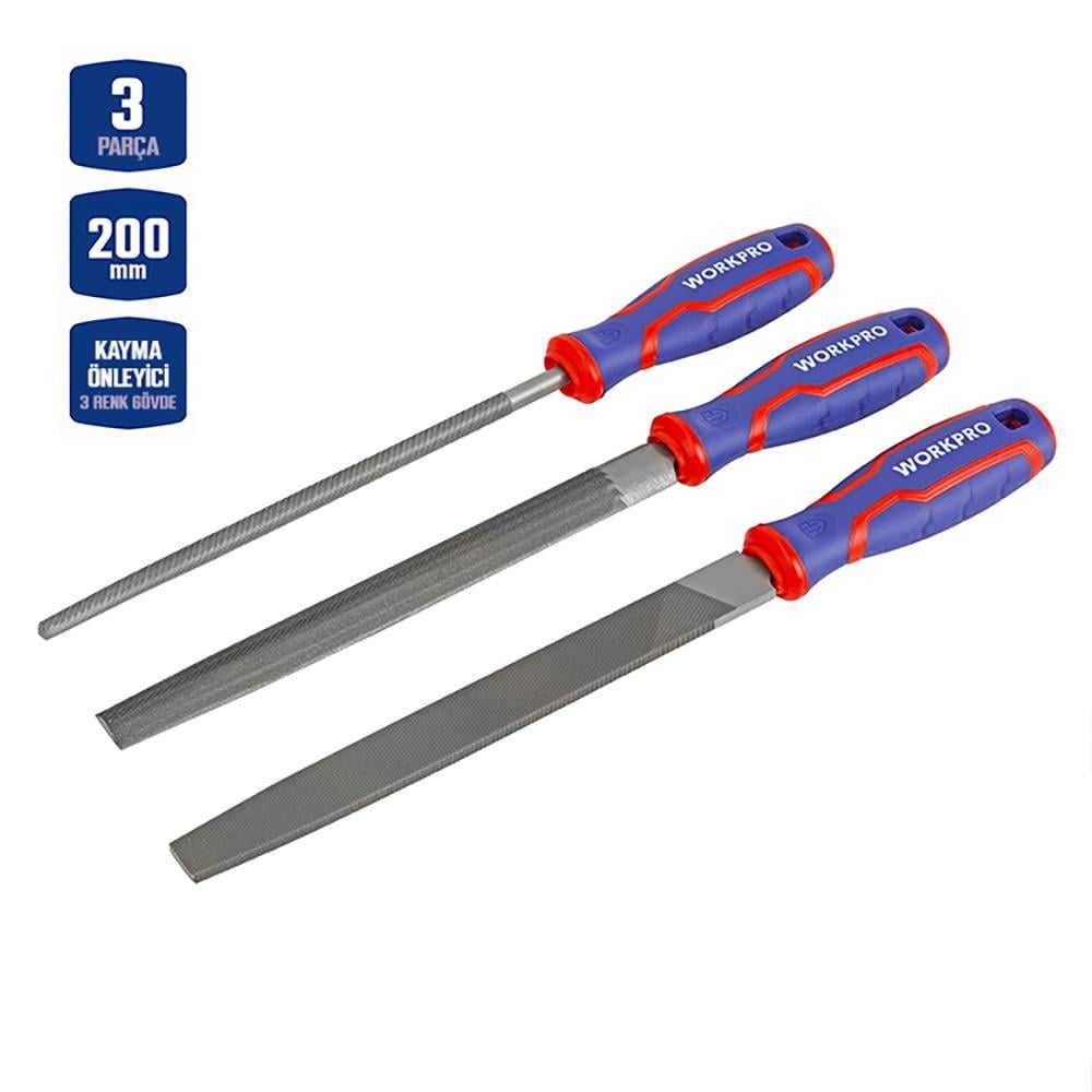 WorkproWORKPRO WP201702 3 Parça 200mm Ağır Hizmet Tipi Metal Eğe SetiWP201702