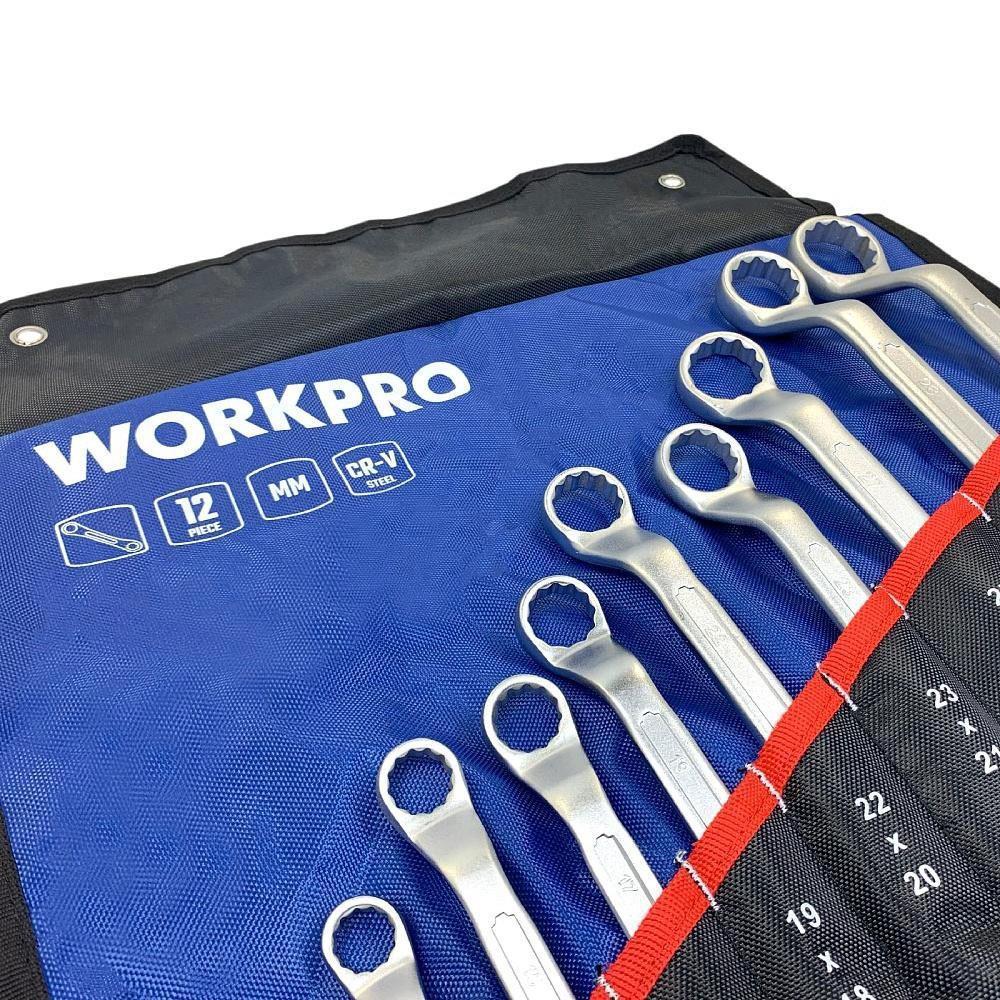 WorkproWORKPRO WP202510 6-32mm 12 Parça CR-V Profesyonel İki Ağızlı Yıldız Anahtar Takımı + Bez Taşıma KılıfıWP202510