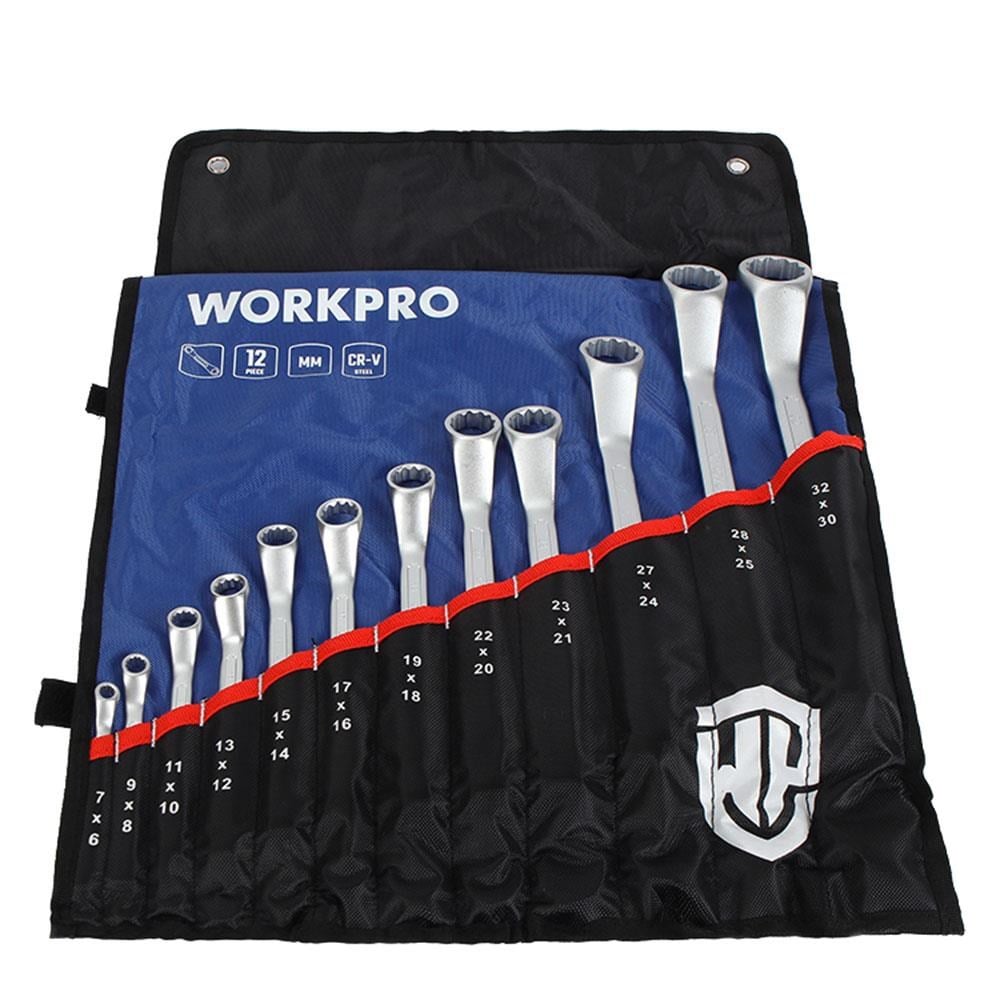 WorkproWORKPRO WP202510 6-32mm 12 Parça CR-V Profesyonel İki Ağızlı Yıldız Anahtar Takımı + Bez Taşıma KılıfıWP202510