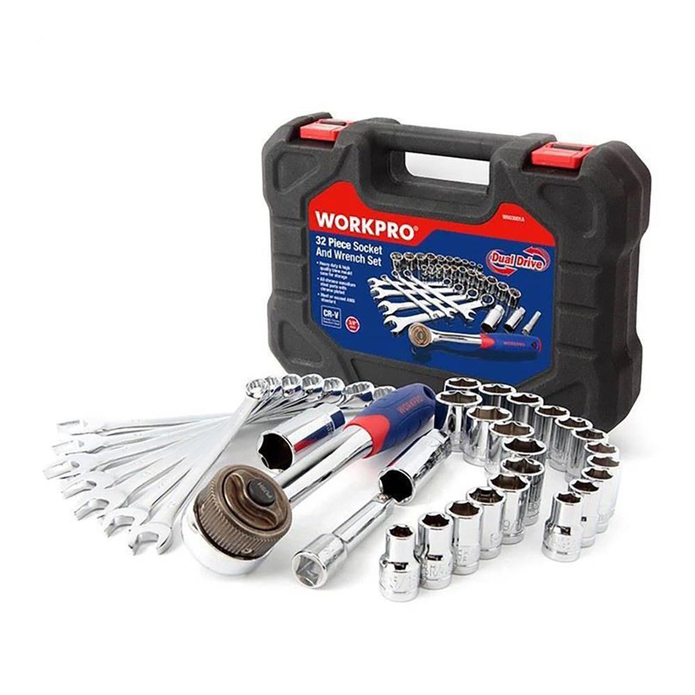 WorkproWORKPRO WP202528 3/8’’ Metrik/İnç 32 Parça Cr-V Profesyonel Lokma ve Kombine Anahtar TakımıWP202528