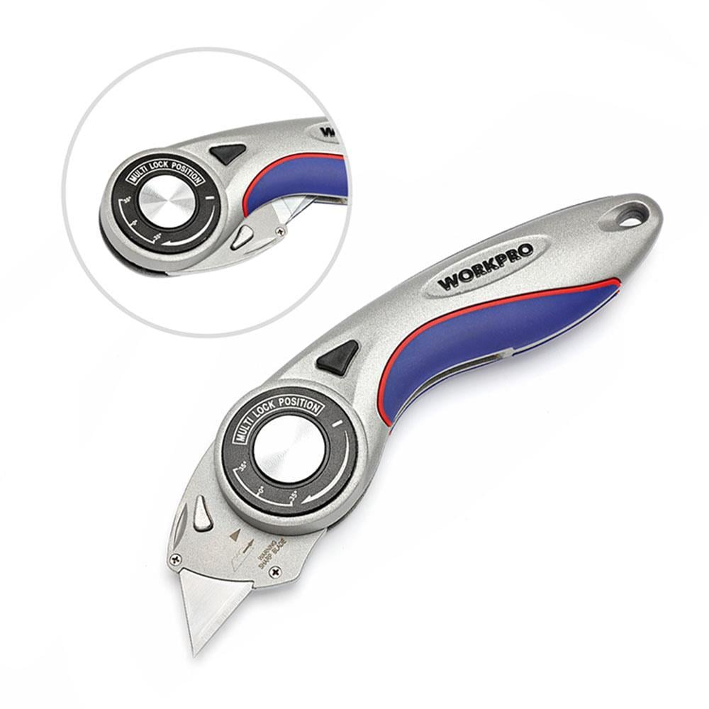 WorkproWORKPRO WP211013 Ağır Hizmet Alüminyum Gövde Açı Ayarlı Katlanır Rötuş Maket Bıçağı + 5 Adet Yedek BıçakWP211013