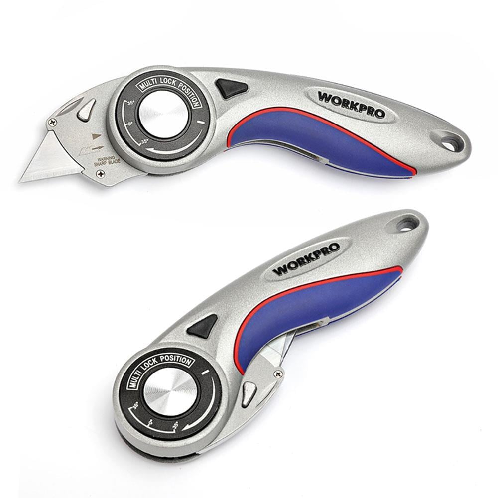 WorkproWORKPRO WP211013 Ağır Hizmet Alüminyum Gövde Açı Ayarlı Katlanır Rötuş Maket Bıçağı + 5 Adet Yedek BıçakWP211013