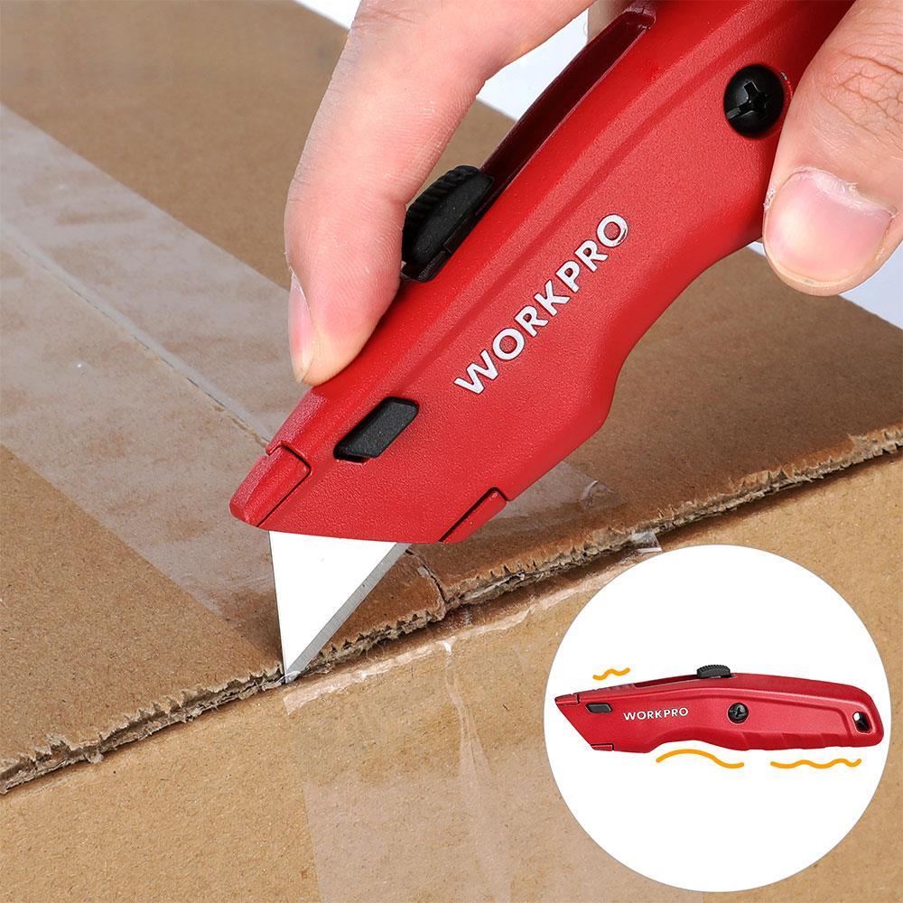 WorkproWORKPRO WP213017 Ağır Hizmet Alüminyum Gövde Geri Çekilebilir Rötuş Maket Bıçağı + 3 Adet Yedek BıçakWP213017