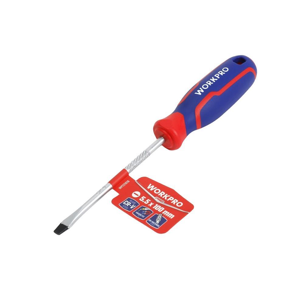 WorkproWORKPRO WP221016 5.5x100mm CR-V Manyetik Profesyonel Düz TornavidaWP221016