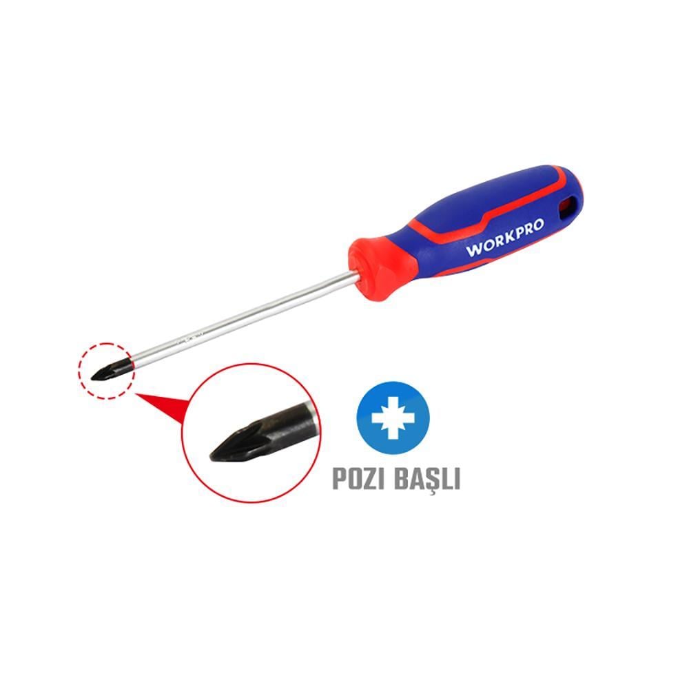 WorkproWORKPRO WP221035 PZ0x75mm CR-V Manyetik Profesyonel Yıldız TornavidaWP221035