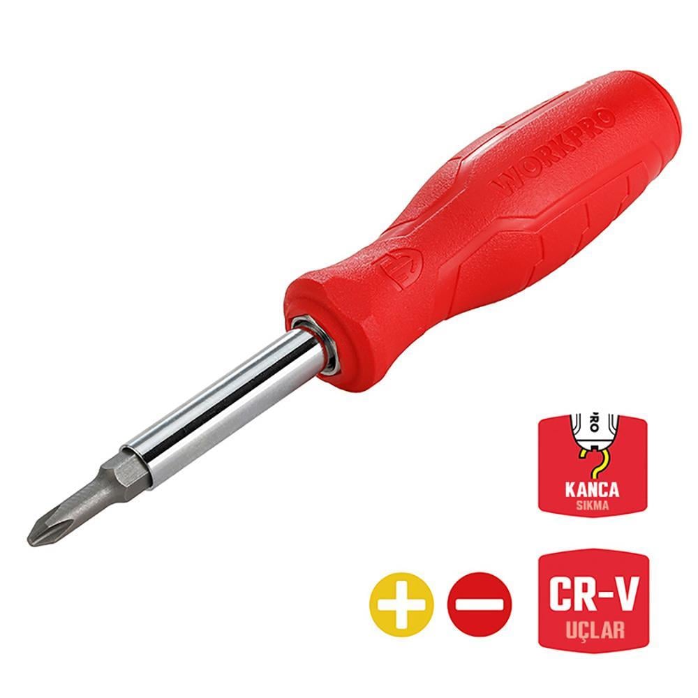 WorkproWORKPRO WP221066 6-IN-1 Çok Fonksiyonlu Değişken Uçlu Profesyonel Tornavida SetiWP221066