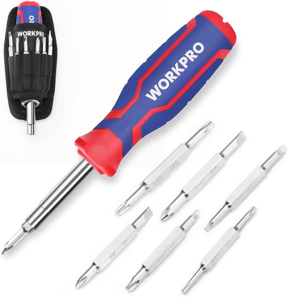 WorkproWORKPRO WP221306 15-IN-1 Çok Fonksiyonlu Değişken Uçlu Profesyonel Tornavida Seti + Bel Askı KılıfıWP221306