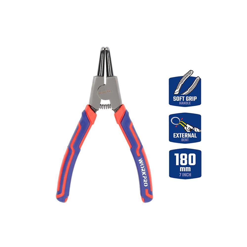 WorkproWORKPRO WP231151 180MM CR-V Eğri Uçlu Yaylı Profesyonel Dış Segman PensesiWP231151