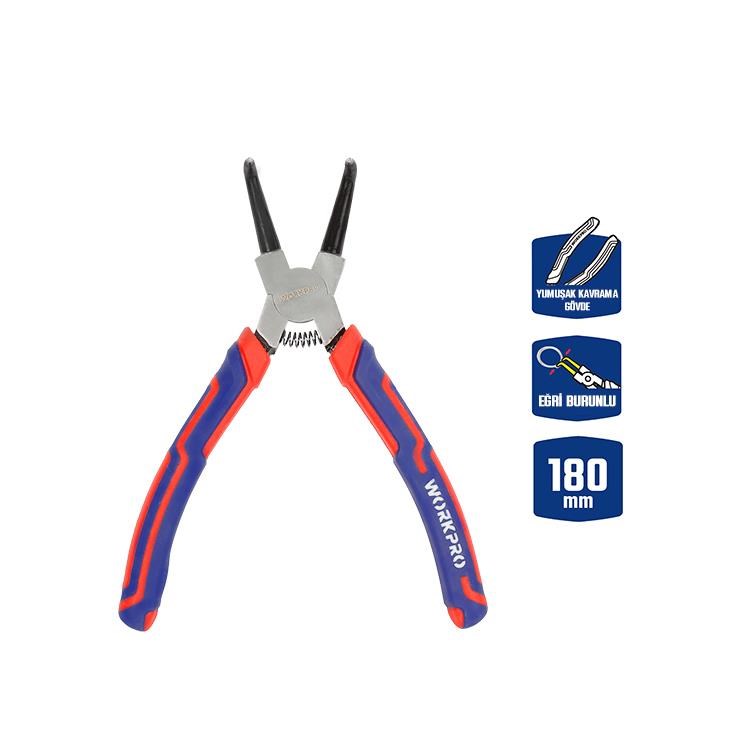 WorkproWORKPRO WP231153 180MM Cr-V Eğri Uçlu Yaylı Profesyonel Dış Segman PensesiWP231153