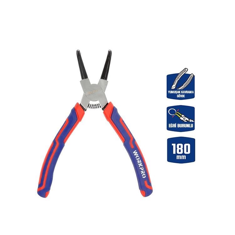 WorkproWORKPRO WP231153 180MM Cr-V Eğri Uçlu Yaylı Profesyonel Dış Segman PensesiWP231153