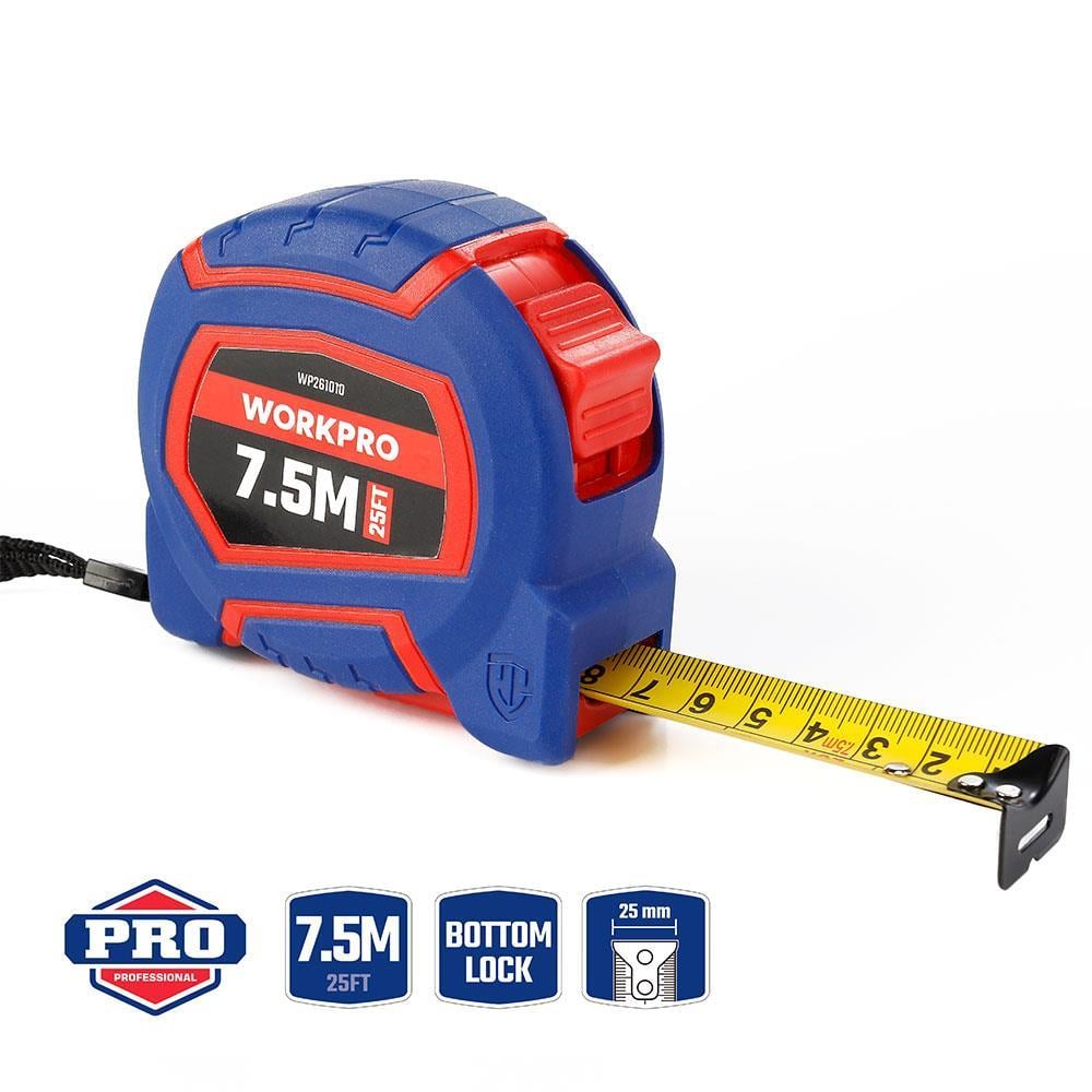 WorkproWORKPRO WP261010 7,5Mx25mm/25Ft. Naylon Kaplama Sarı Çelik Şerit MetreWP261010